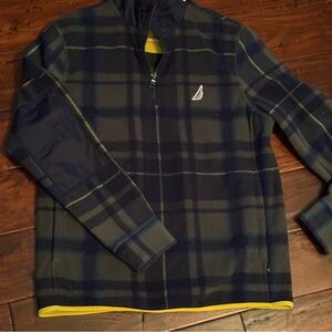 Nautica quarter zip plaid fleece pullover S